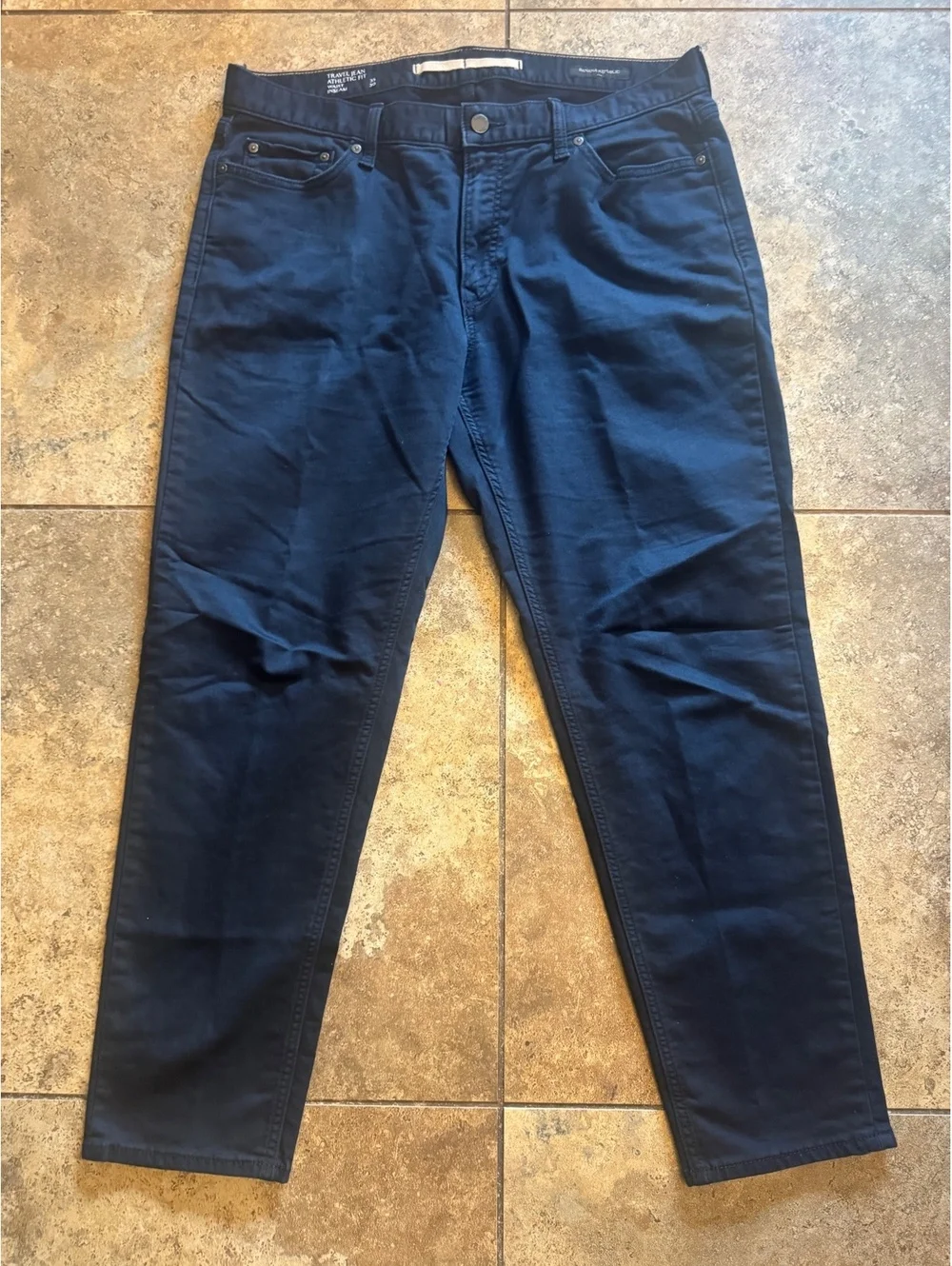 Banana Republic Men’s 35x30 Travel Pants Athletic Fit Navy Blue Stretch 5 Pocket